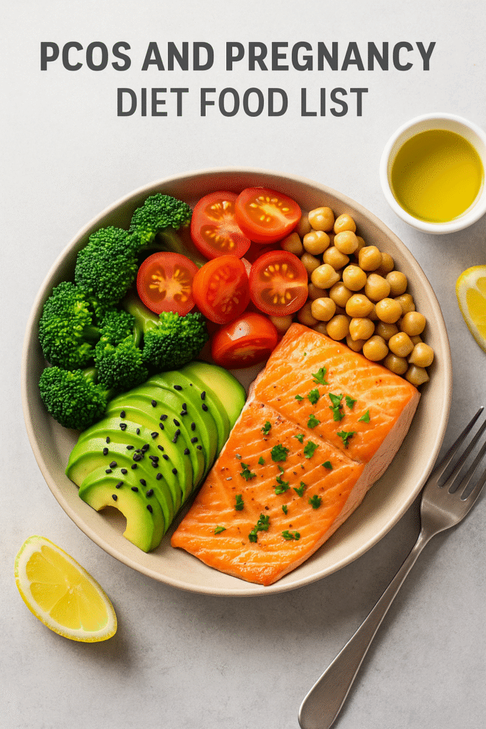 colorful fertility-friendly meal – "PCOS and pregnancy diet food list"